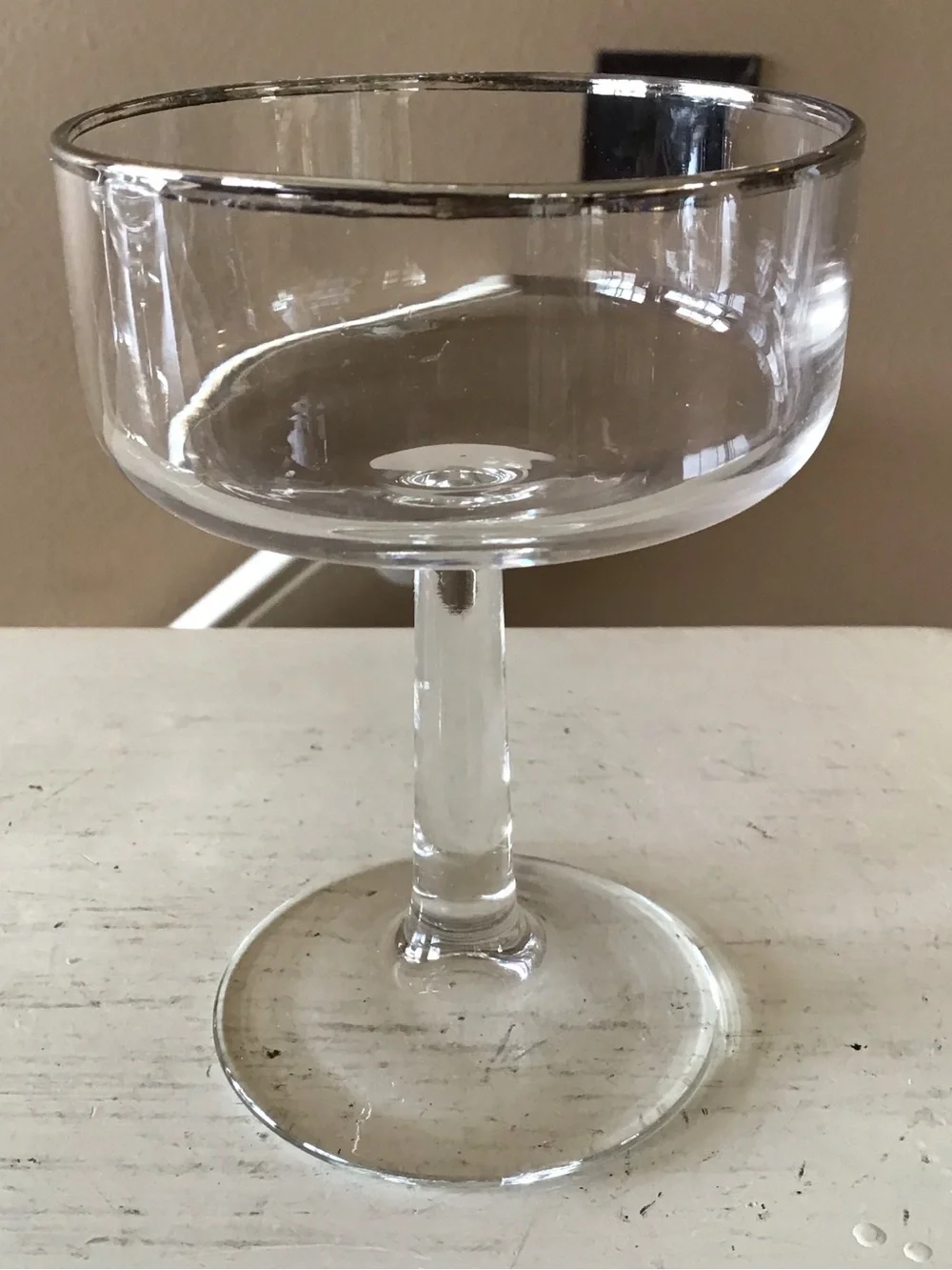Vintage Champagne Coupe Glasses Silver Rim (Set of 4)